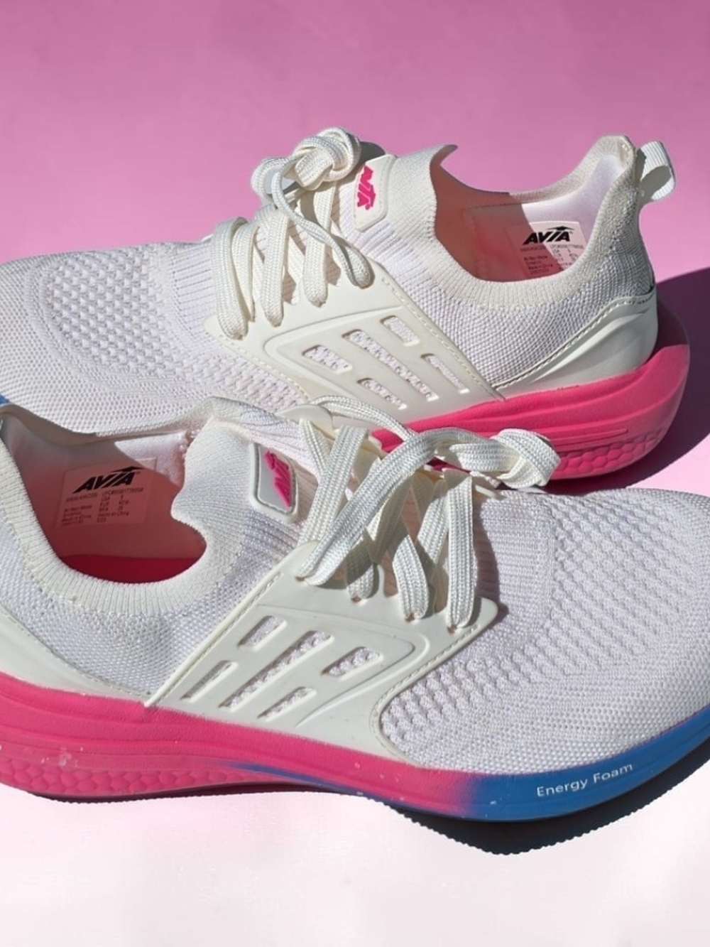 AVIA White Women’s Caged Knit Walking Sneaker Size 9 - Picture 2 of 6